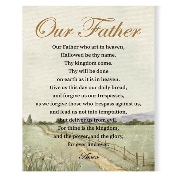 Our Father Prayer Canvas Poster, Christian Wall Art, Inspirational Bible Verse Quotes Poster, Scripture Print Canvas Painting Artwork, Decoration For Home Bathroom Room Office Church