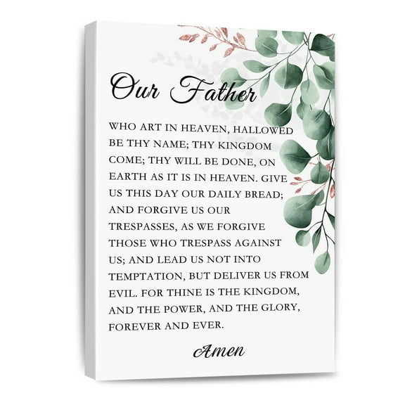 Our Father Prayer Hanging Christian Canvas Wall Art Dining Room Decor Farmhouse Poster Decoration Home Living Bedroom Bible Verse Religious Wooden Framed