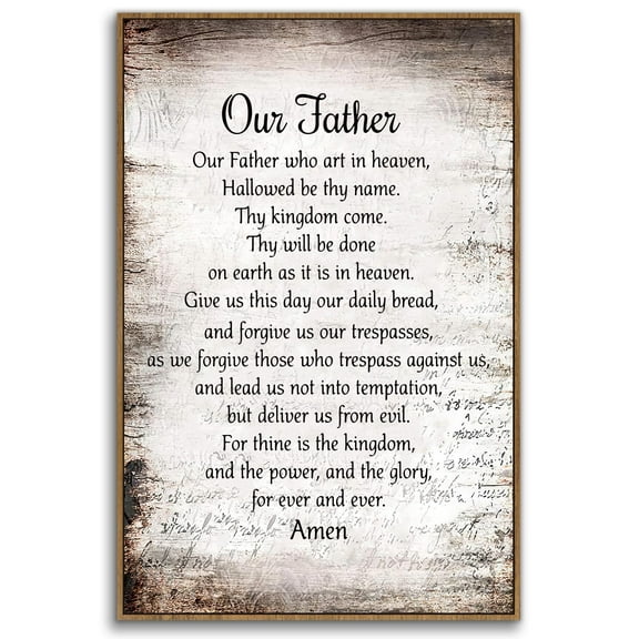 Our Father Prayer Wall-Art Christian The Lords Prayer Wall-Art Decor,Inspirational Quotes Bible Verse Scripture Print Framed Canvas Painting Christian Prayer Room Church Decor