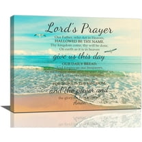 Our Father Prayer Wall Decor Christian Gifts The Lord''s Prayer Wall Art Scripture Religious Canvas Inspirational Quotes Bible Verse Print Painting Matthew 6:9-13 for Prayer Room Church 16"x12"