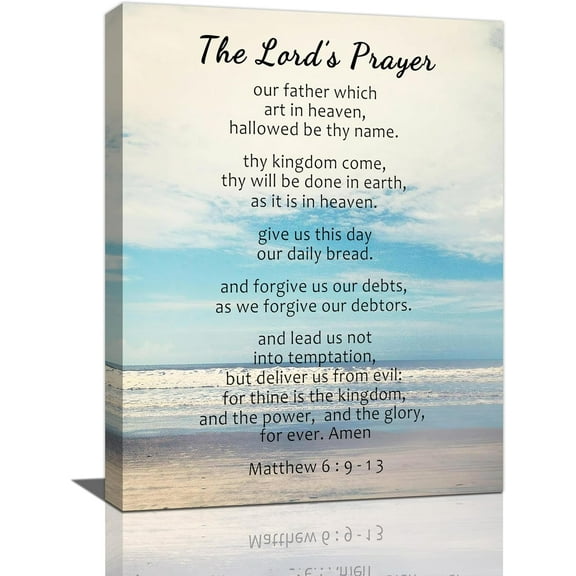 Our Father Prayer Wall Decor Christian Gifts The Lord''s Prayer Wall Art Scripture Religious Canvas Inspirational Quotes Bible Verse Print Painting Matthew 6:9-13 for Prayer Room Office 12"x16"