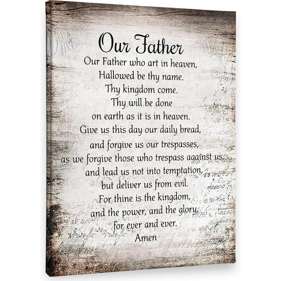 Our Father Prayer Wall Decor,Christian The Lords Prayer Wall Art Decor,Inspirational Quotes Bible Verse Scripture Print Framed Canvas Painting Christian Prayer Room Office Church Decor(11x14)