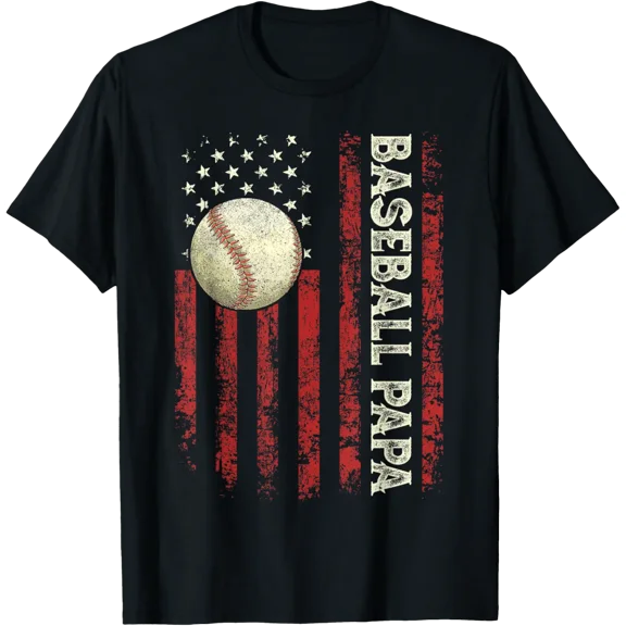 Father'S Day Baseball Papa Usa Flag S Dad Men Baseball T-Shirt