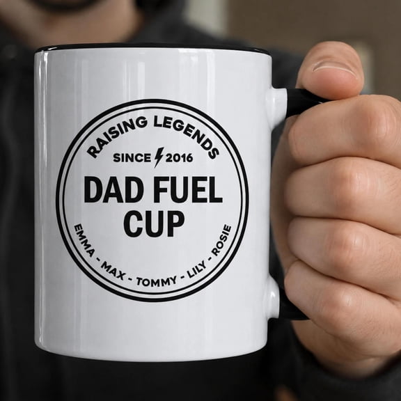 Father'S Day Dad Fuel Cup Custom Kids' Names Mug, Bekilab, 11oz 15oz Mug