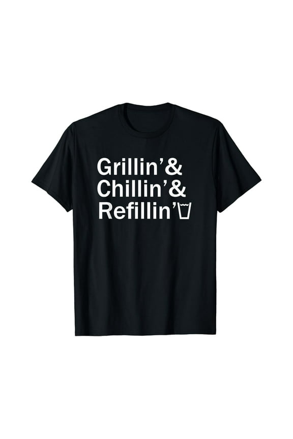 Father'S Day Dad'S Cool Tee Grillin&Chillin&Refillin T-Shirt Unisex S-5XL Hot Trending Shirt, Vintage Birthday Gift