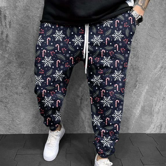 Father'S Day Pants Men,AXXD Sweatpants Christmas 3D Printed Elastic Trousers Clearance Pants Dark Blue 16