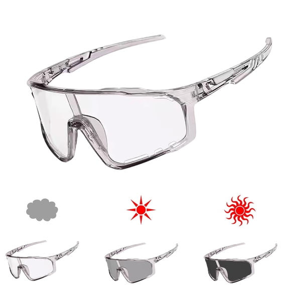 Father'S Day Photochromic Cycling Sunglasses, Thick Rim Full Frame With Hard Case, Outdoor Uv Protective Eyewear, Set for Outdoor Sports Cycling