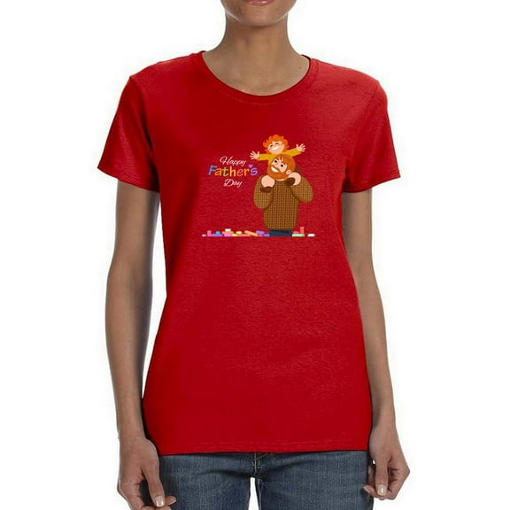 Father Son Cute Art Shaped T-Shirt Women -Image by Shutterstock, Female Small