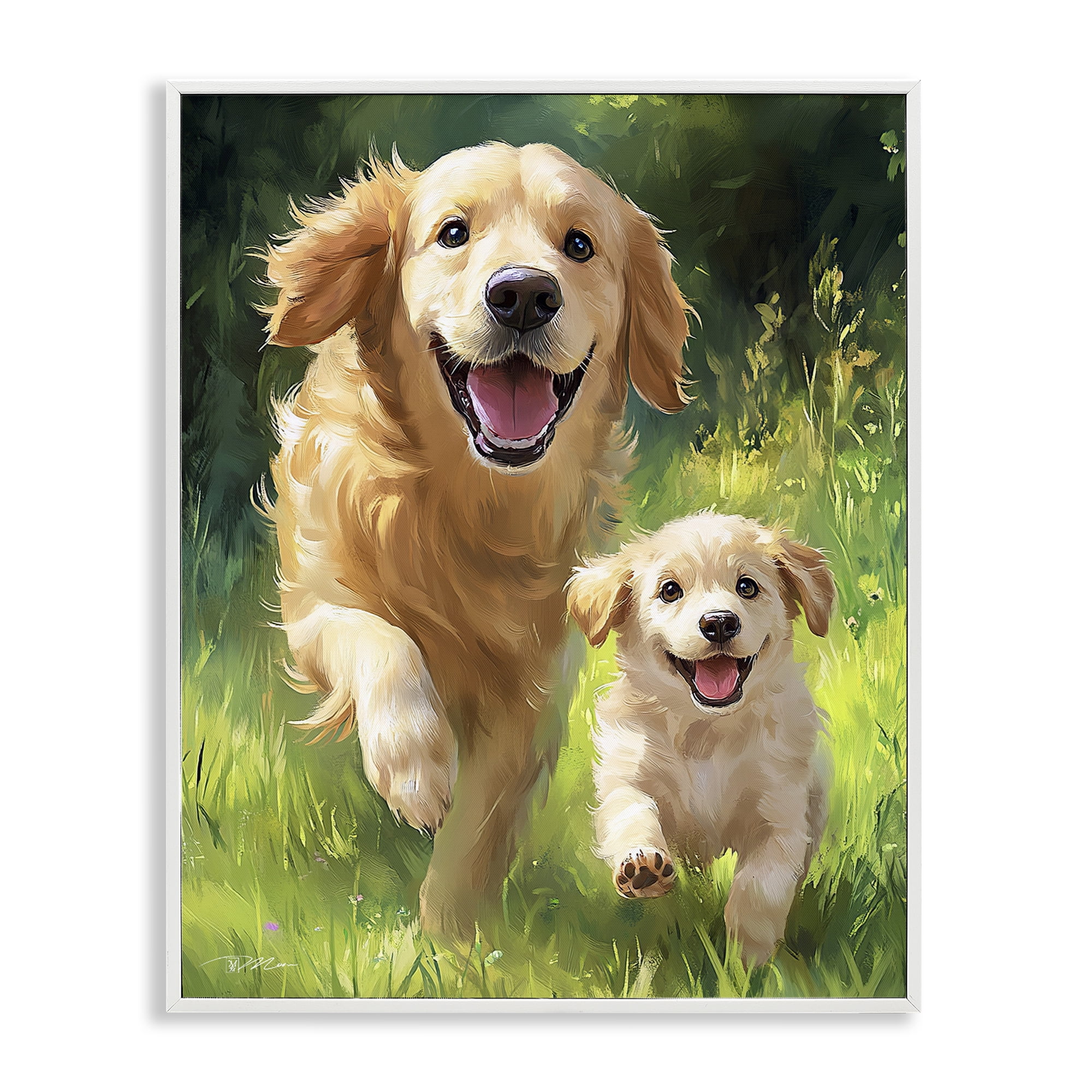 Father & Son Labrador White Framed Giclee Art, design by Momart