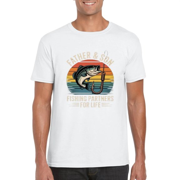 Father Son Matching Fishing Funny Bass Fish Dad Angler Family Graphic T-Shirt, for men & women, up to size 5XL