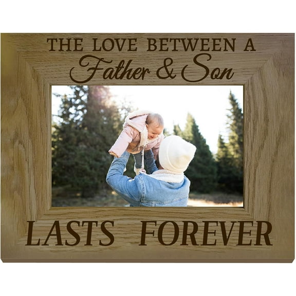 Father and Son Picture Frame Wood oto Frame Holds Display Pictures 4x6 Wall Mounting Brown Printing Poster Frame Stand for Wall Gallery Tabletop Decor Pet Memorial Gifts 6 x 8Inch 1pc