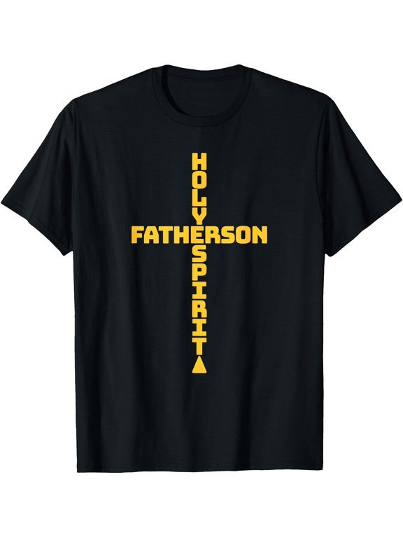 Father Son and Holy Spirit Gold Trinity Christian Cross T-Shirt