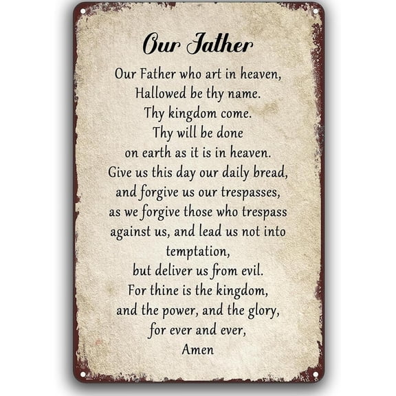 Our Father Vintage Tin Signs,Our Father Who Art In Heaven Humorous Quote Wall Decor Nostalgic Tin Sign for Home Kitchen Coffee Cafes Bar Club Office Room Decor 8x12 Inch
