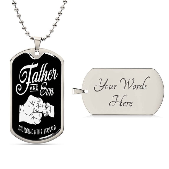 Father and Son Necklace - Graphic Military Dog Tag Necklace (Optional Personalized Engraving)