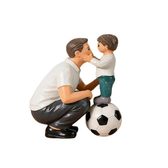 Father and Son Soccer Dream Statue, Resin Football Art Sculptures, Decorative Family Sports Keepsake for Home Office Desk, Patio & Garden Decor