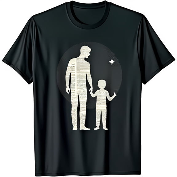 Father and Son T-Shirt Literary Design with Star Black Tee