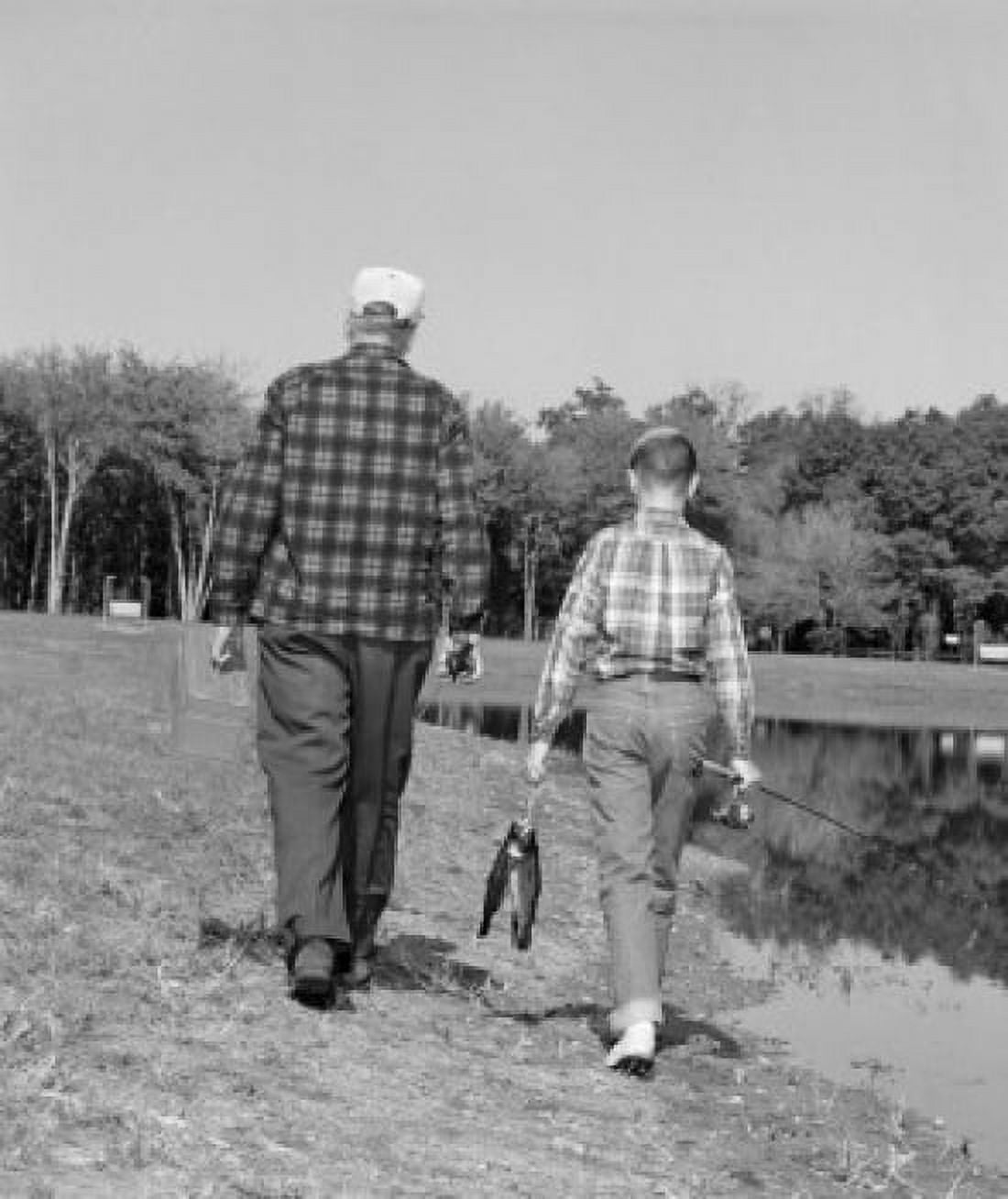Father and son fishing Canvas Art - (18 x 24)