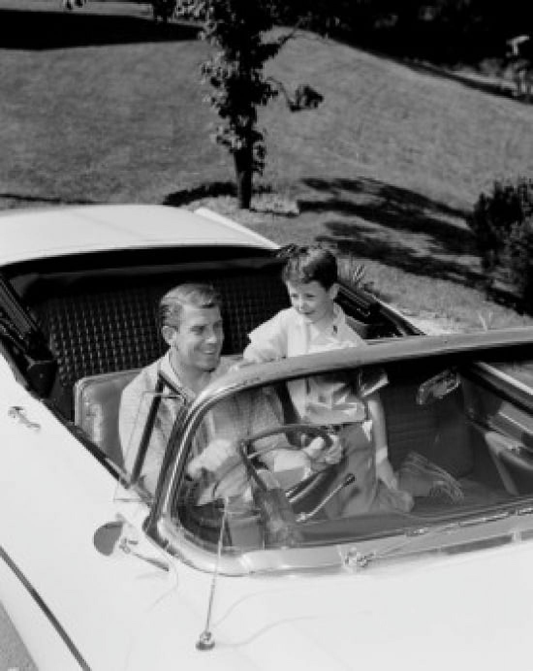 Father and son in convertible Canvas Art - (24 x 36)