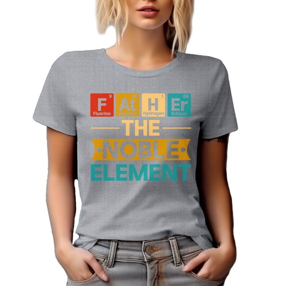 Father in Periodic Table of Elements, Noble Element, Chemist Dad Father's Day, Heather Grey T-Shirt, 3XL