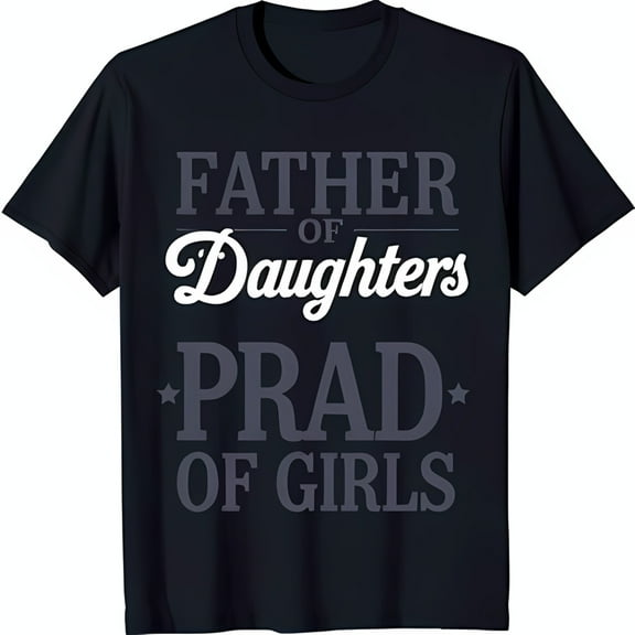 Father of Daughters Black T-Shirt PRAD of Graphic Tee with Stars