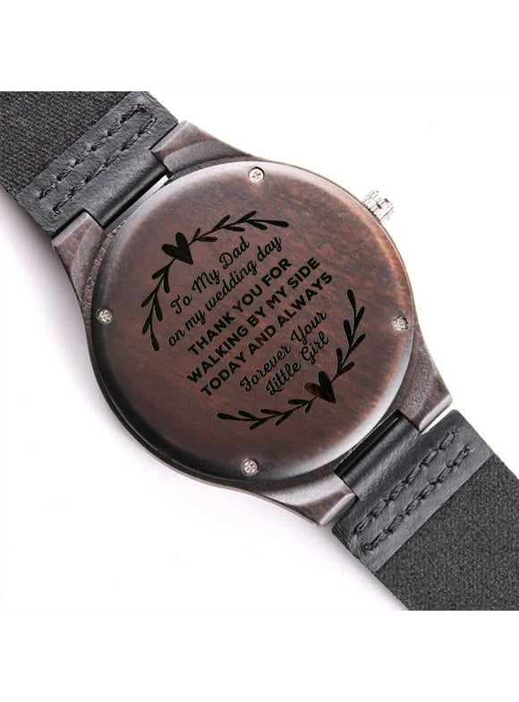 Father of the Bride Gift from Daughter, Thank You For Walking By My Side, Engraved Wooden Watch