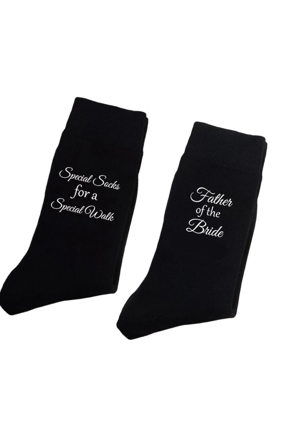 Father of the Bride Socks Mens Funny Novelty Dress Socks Wedding Day Gift Black Special Walk Socks from Daughter