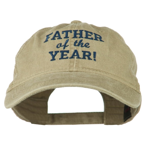 Father of the Year Embroidered Washed Cap - Khaki OSFM