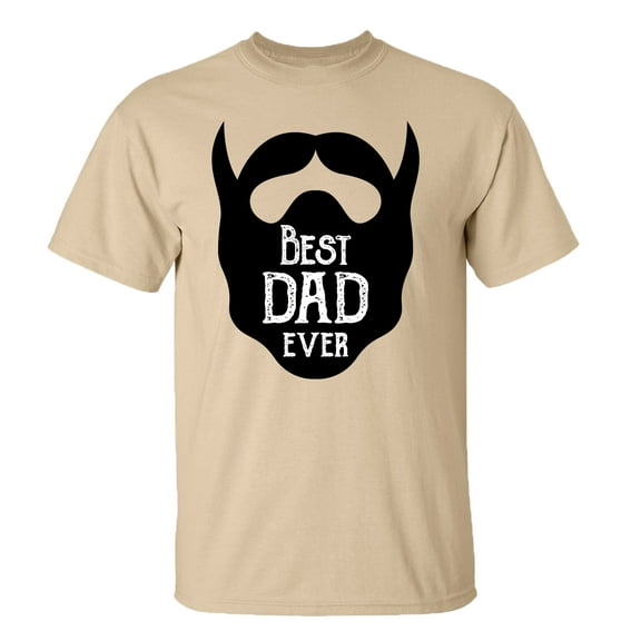Father's Day Best Dad Ever Beard Adult Short Sleeve T-Shirt-Tan-Small