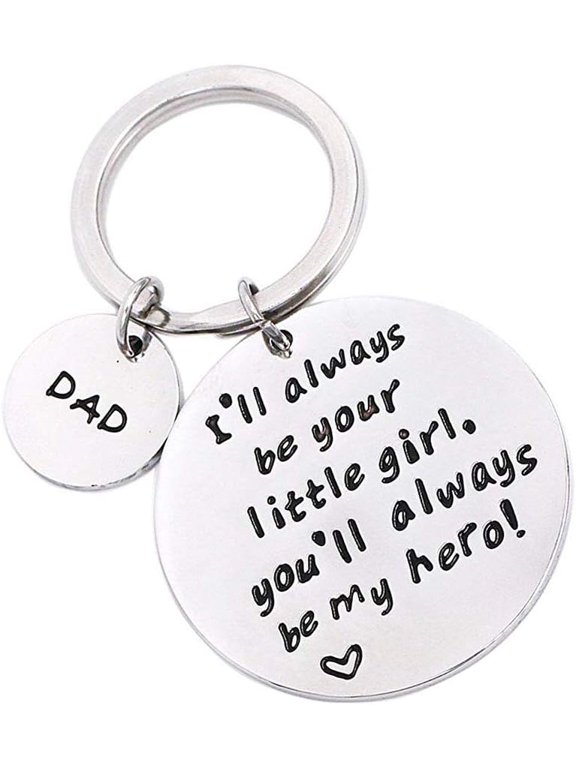 Father's Day Birthday Christmas Personalized Keychain Gifts for Dad Father from Daughter, I'll Always Be Your Little Girl, Valentines Day Gift for Papa (Your Little Girl)