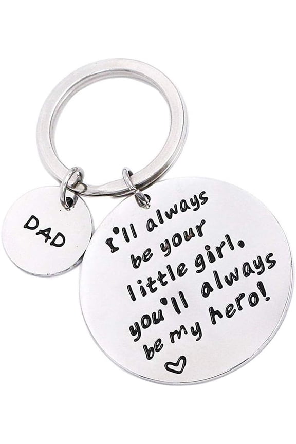 Father's Day Birthday Christmas Personalized Keychain Gifts for Dad Father from Daughter, I'll Always Be Your Little Girl, Valentines Day Gift for Papa (Your Little Girl)