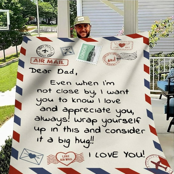 Father''s Day Birthday Gifts for Dad,to My Dad Gifts from Daughter Son, Best Dad Gifts Ideas Soft Throw Blanket for Dad Thanksgiving Christmas Day Birthday Gifts(Dear Dad-60x80in)