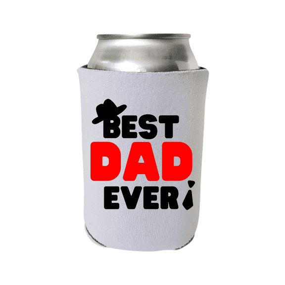 Father's Day Can Cooler, Best Dad Ever, Happy Father's Day, Dad's Can Coolie Gift, Beer Hugger (White)