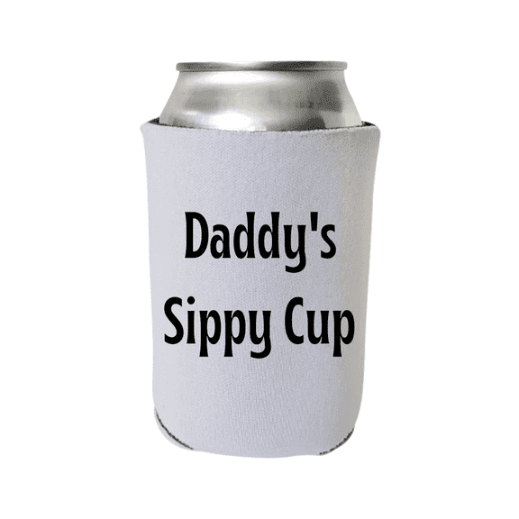 Father's Day Can Cooler, Daddy's Sippy Cup, Happy Father's Day, Dad's Can Coolie Gift, Beer Hugger Gift (White)