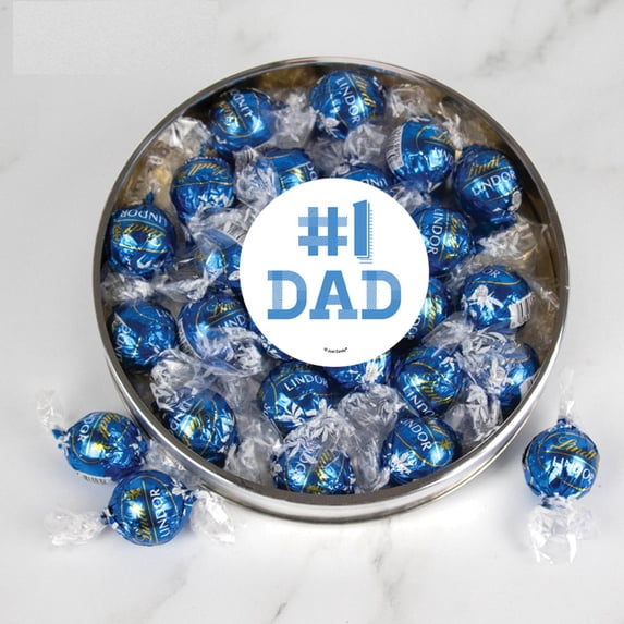 Father's Day Chocolate Candy Gift Tin with Chocolate Lindor Truffles By Just Candy - #1 Dad