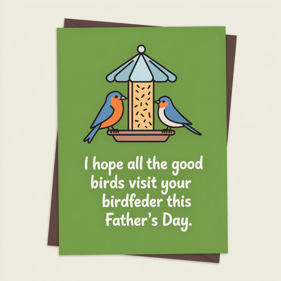 Father's Day Card  "I Hope All the Good Birds Visit Your Birdfeeder"  Fun Bird Design  Envelope Included, Blank Inside  Perfect Gift for Dad, Papa, or Grandfather