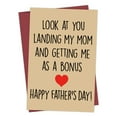 thumbnail image 1 of Father's Day Card - "Look at You Landing My Mom and Getting Me as a Bonus" - Funny Blank Greeting Card for Dads - Perfect for Stepdad, Bonus Dad, and Father's Day Gift, 1 of 3