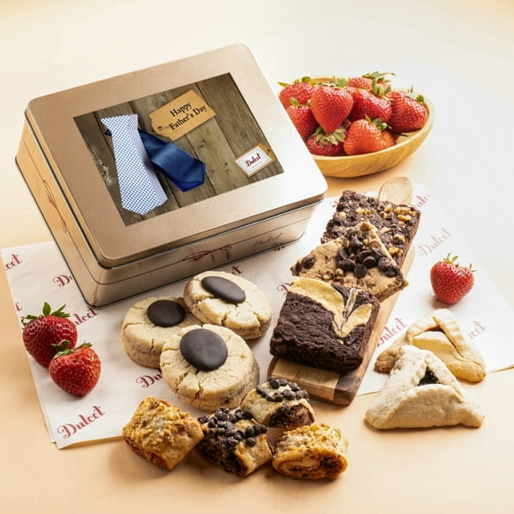 Father’s Day Cookie and Brownie Tin - Delicious, Fresh Baked Cookie Snacks - Gourmet Real Chocolate Fudge Brownie