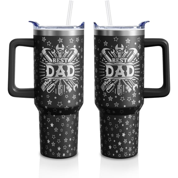 Father''s Day Cup Gifts for Dad Grandpa, Daddy Husband Laser Stainless Steel Insulated 40 Oz Tumblers with Handle and Straw, Dads Birthday Water Bottle Mug (1 PC)
