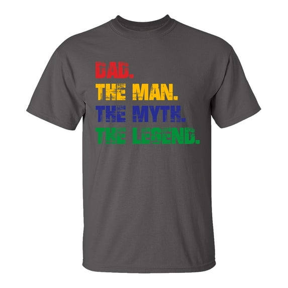 Father's Day Dad The Man The Myth The Legend Short Sleeve T-Shirt-Charcoal-XXL