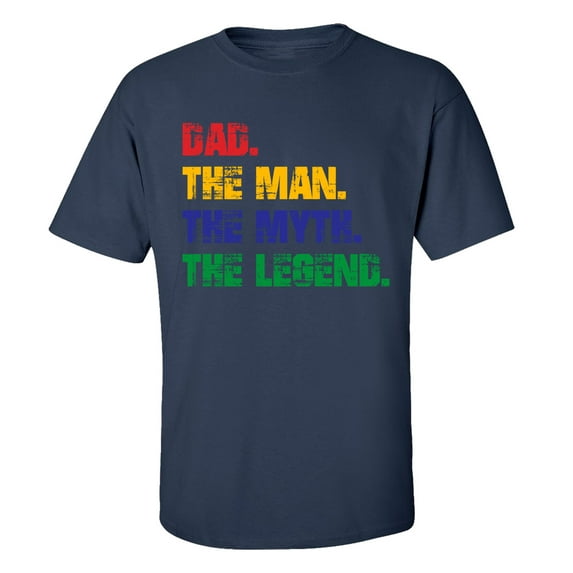 Father's Day Dad The Man The Myth The Legend Short Sleeve T-Shirt-Navy-Large