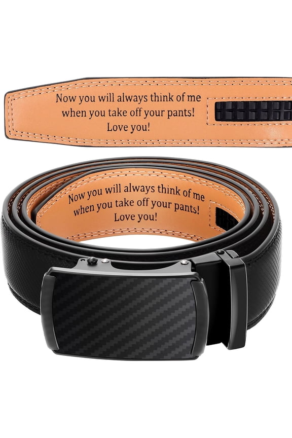 Father's Day Engraved Mens Ratchet Belt Leather Slide Personalized Belt for Men with Buckle for Husband Wedding