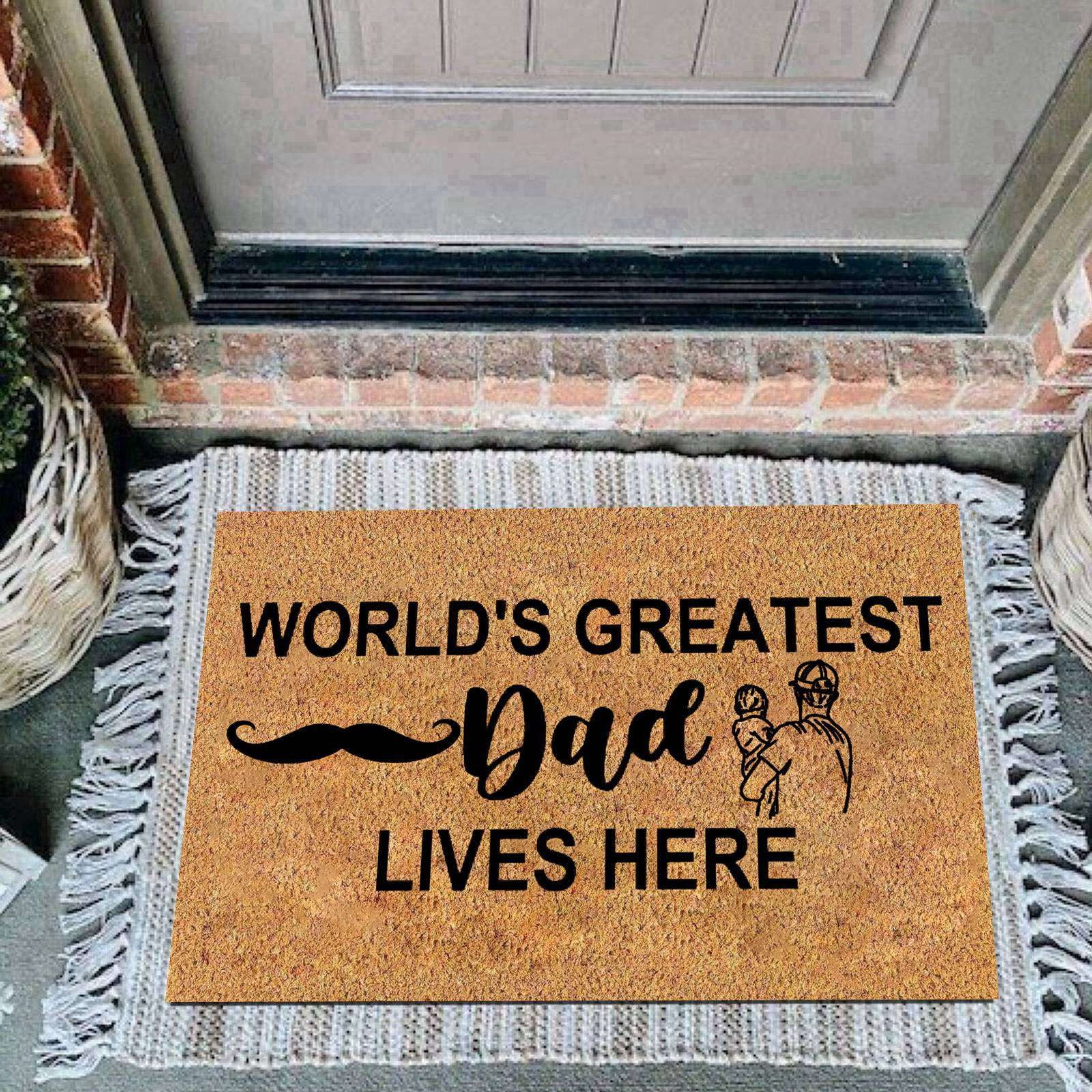 Father's Day Entrance Mat Rubber Back Kitchen Fun Carpet Front