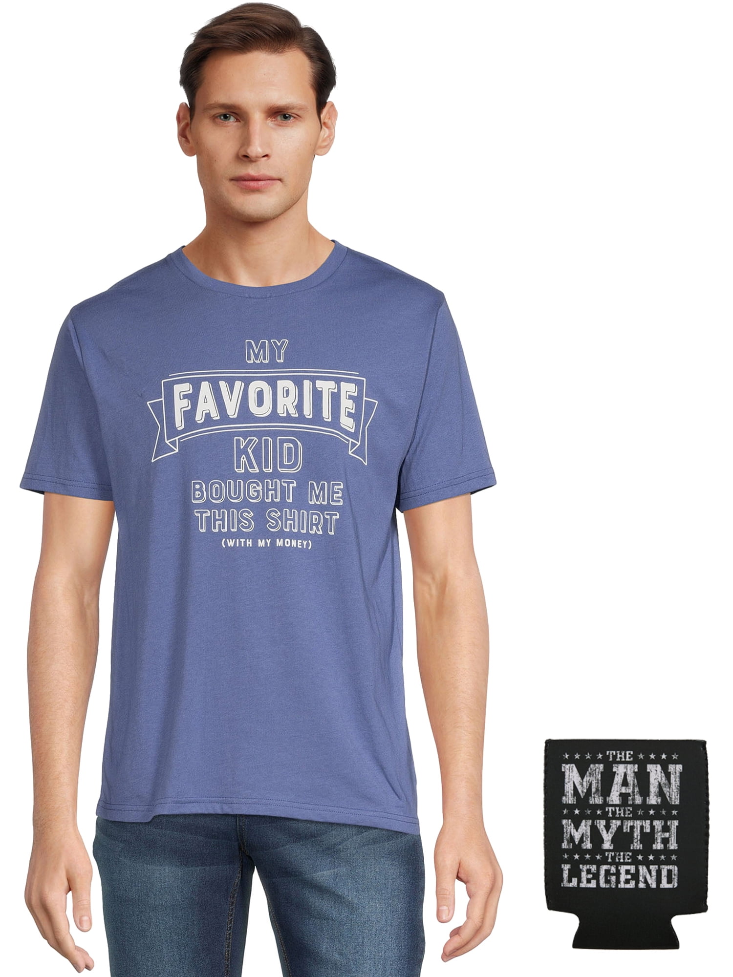 Father's Day Favorite Kid Men's Graphic Tee Shirt & Drink Cooler Gift  2-Piece Set, Sizes S-3XL