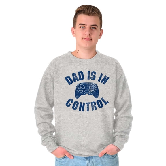 Father's Day Gamer Dad is in Control Men's Big & Tall Crewneck Sweatshirt Brisco Brands 2X