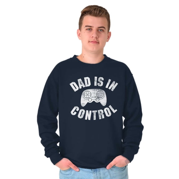Father's Day Gamer Dad is in Control Men's Big & Tall Crewneck Sweatshirt Brisco Brands 2X