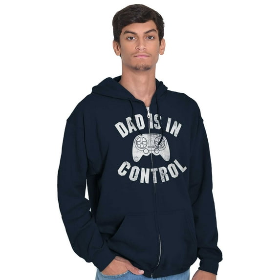 Father's Day Gamer Dad is in Control Men's Big & Tall Graphic Zip Up Hoodie Brisco Brands 3X