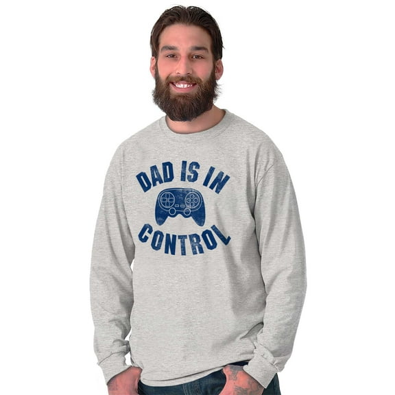 Father's Day Gamer Dad is in Control Men's Big & Tall Long Sleeve Graphic Tee Brisco Brands 3X