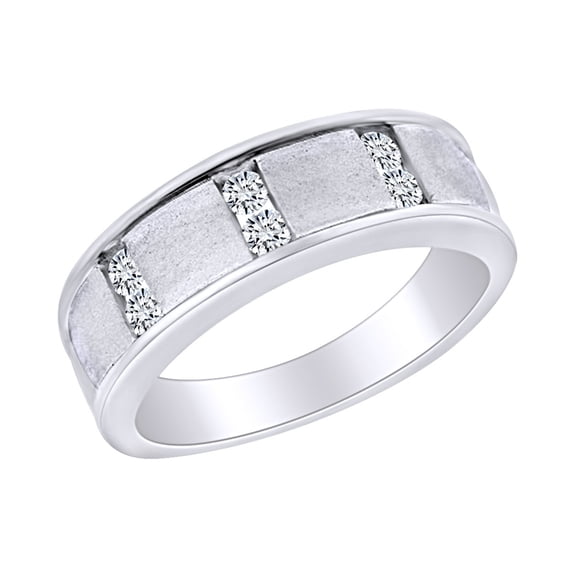 AFFY Father's Day Gift 0.30 Carat (Cttw) Round Cut White Natural Diamond Two Tone Men's Anniversary Band Ring In 14k Solid White Gold Ring Size-9