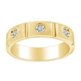 thumbnail image 1 of AFFY Father's Day Gift 0.30 Carat(Cttw) Round Shape White Natuyral Diamond Three Stone Men's Wedding Band Ring In 14k Solid Yellow Gold Ring Size-14, 1 of 2