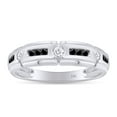 thumbnail image 1 of AFFY Father's Day Gift 0.40 Carat (Cttw) Round Shape Black & White Natural Diamond Men's Wedding Band Ring In 14k Solid White Gold Ring Size-11.5, 1 of 7